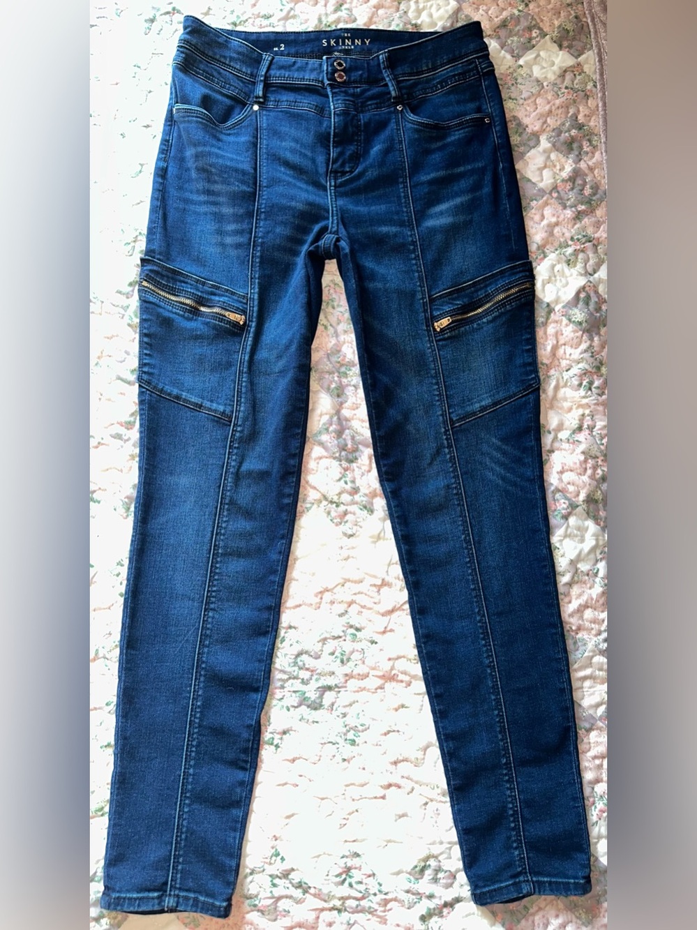 White House Black Market “The Skinny Ankle” Zipper Accent Denim Moto Jeans